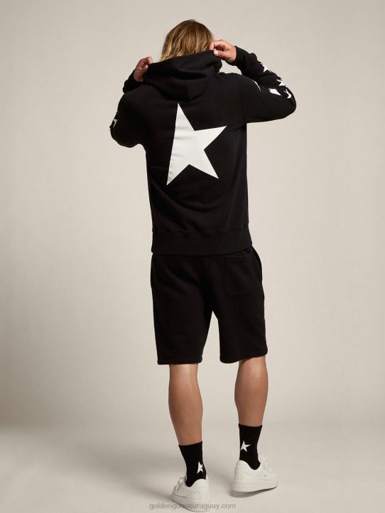 hombres sudadera negra de la colección star de alighiero con estrellas blancas en contrasteGolden Goose 02H6754