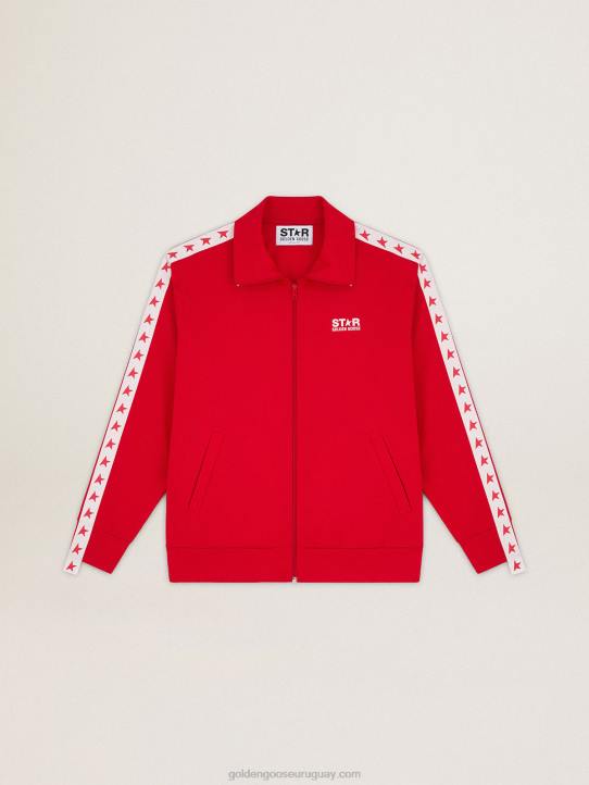 hombres sudadera roja con cremallera y estrellas rojas en contrasteGolden Goose 02H6707