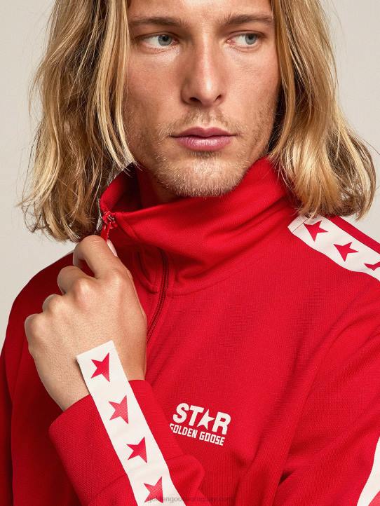 hombres sudadera roja con cremallera y estrellas rojas en contrasteGolden Goose 02H6707