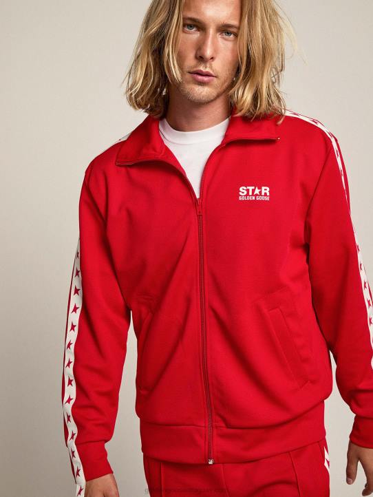 hombres sudadera roja con cremallera y estrellas rojas en contrasteGolden Goose 02H6707