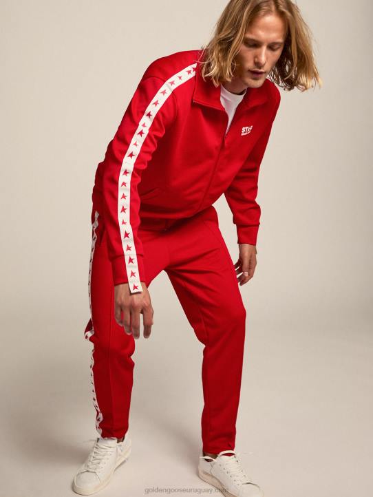 hombres sudadera roja con cremallera y estrellas rojas en contrasteGolden Goose 02H6707