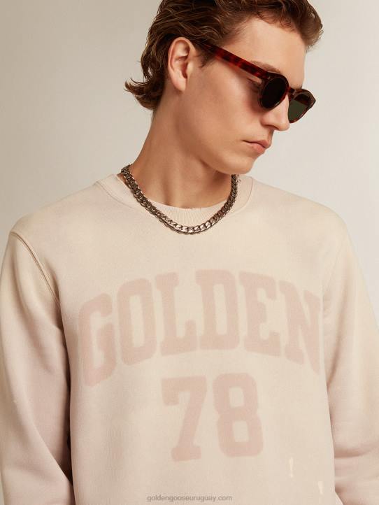hombres sudadera rosa pálido con acabado envejecidoGolden Goose 02H6730