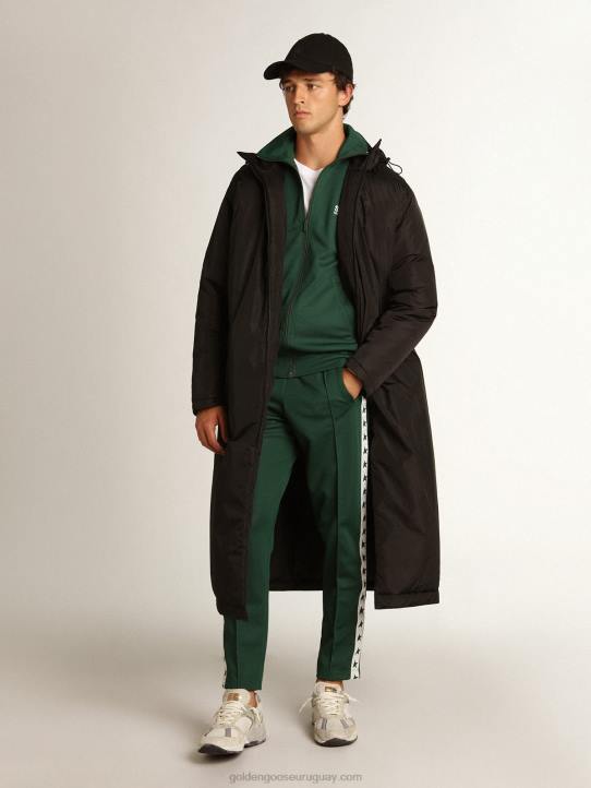 hombres sudadera verde con cremallera y franja blanca con estrellas a contrasteGolden Goose 02H6691