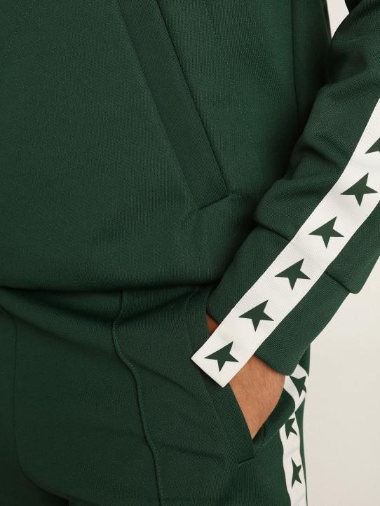 hombres sudadera verde con cremallera y franja blanca con estrellas a contrasteGolden Goose 02H6691