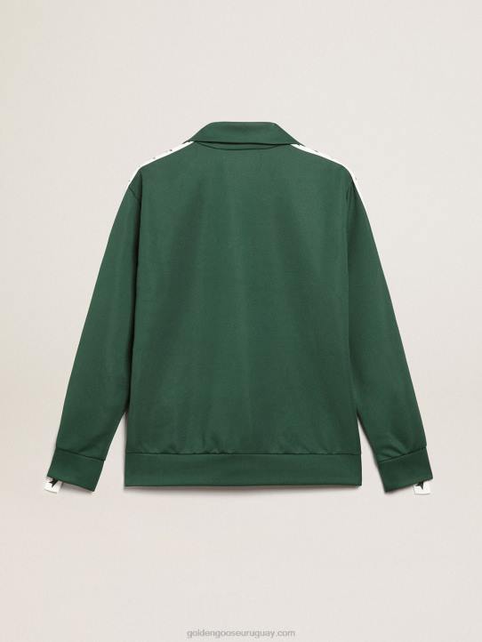 hombres sudadera verde con cremallera y franja blanca con estrellas a contrasteGolden Goose 02H6691