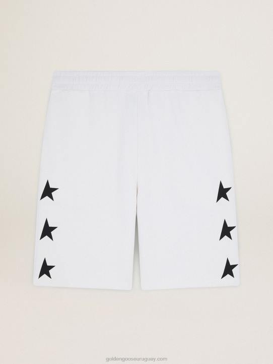 hombres Bermudas diego star collection en blanco vintage con estrellas negras en contrasteGolden Goose 02H6751
