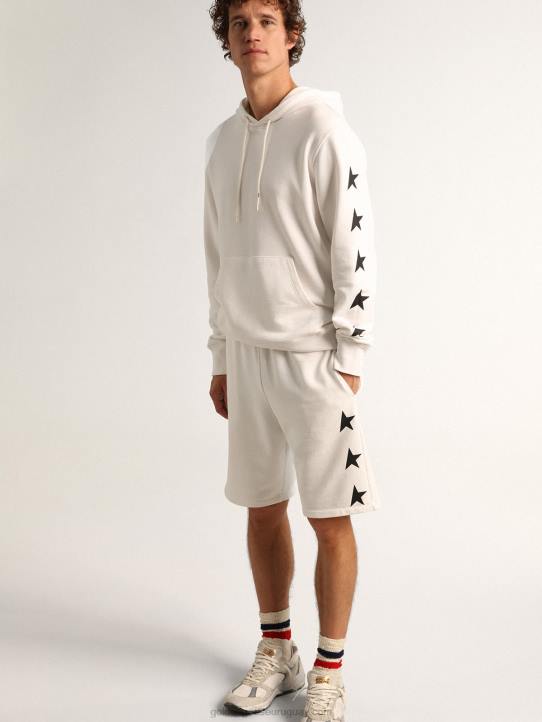 hombres Bermudas diego star collection en blanco vintage con estrellas negras en contrasteGolden Goose 02H6751
