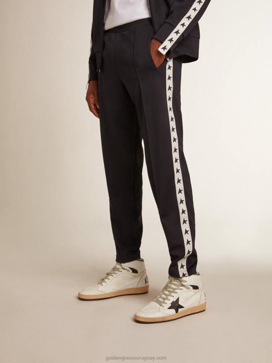 hombres Joggers azul oscuro con tira a contraste y estrellasGolden Goose 02H6701