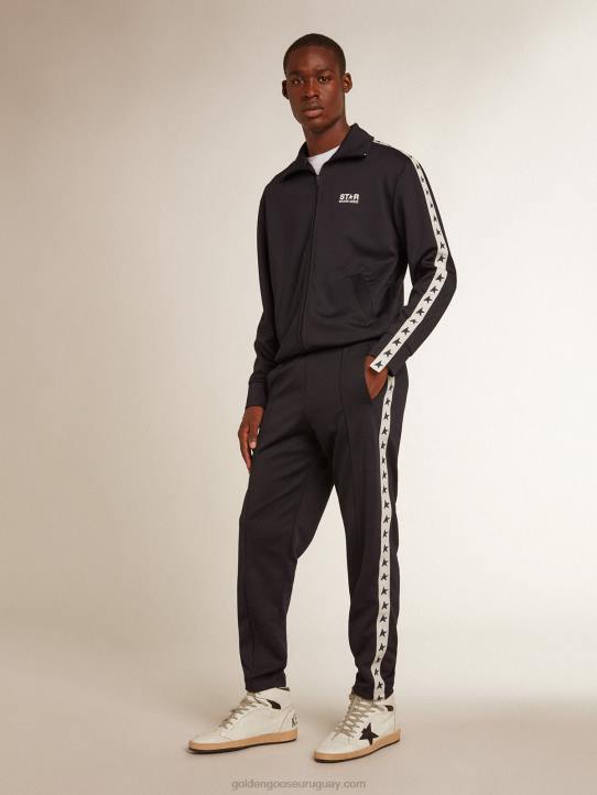 hombres Joggers azul oscuro con tira a contraste y estrellasGolden Goose 02H6701
