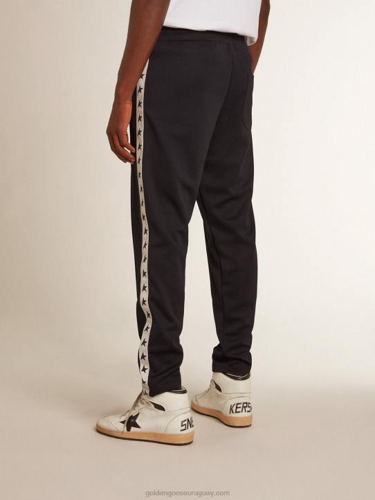hombres Joggers azul oscuro con tira a contraste y estrellasGolden Goose 02H6701