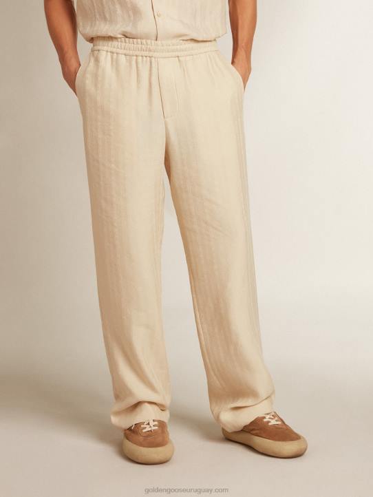 hombres Joggers de lino color pergaminoGolden Goose 02H6780