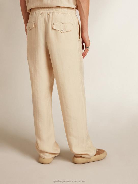 hombres Joggers de lino color pergaminoGolden Goose 02H6780