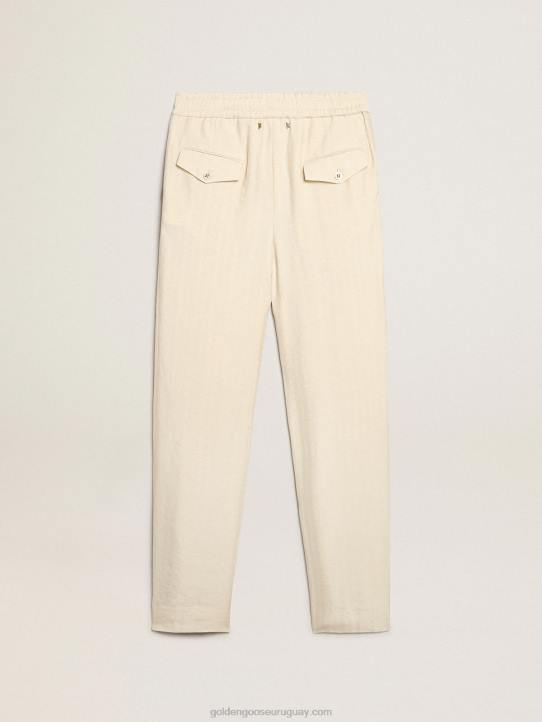 hombres Joggers de lino color pergaminoGolden Goose 02H6780