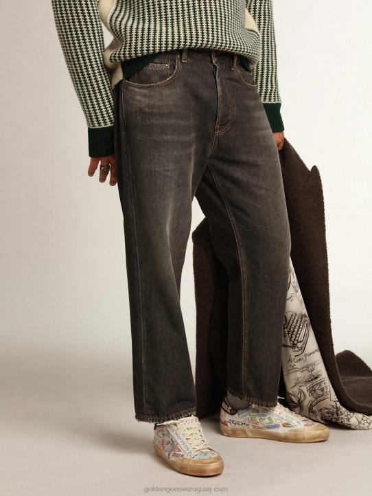 hombres Vaquero cory negro con efecto lavado a la piedra de la colección JourneyGolden Goose 02H6801