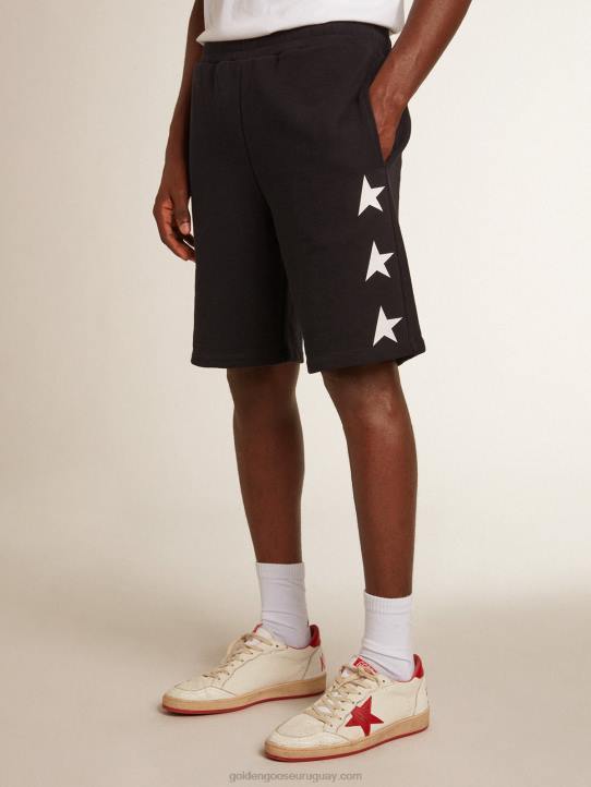 hombres bermudas negras con estrellas blancas en contrasteGolden Goose 02H6763