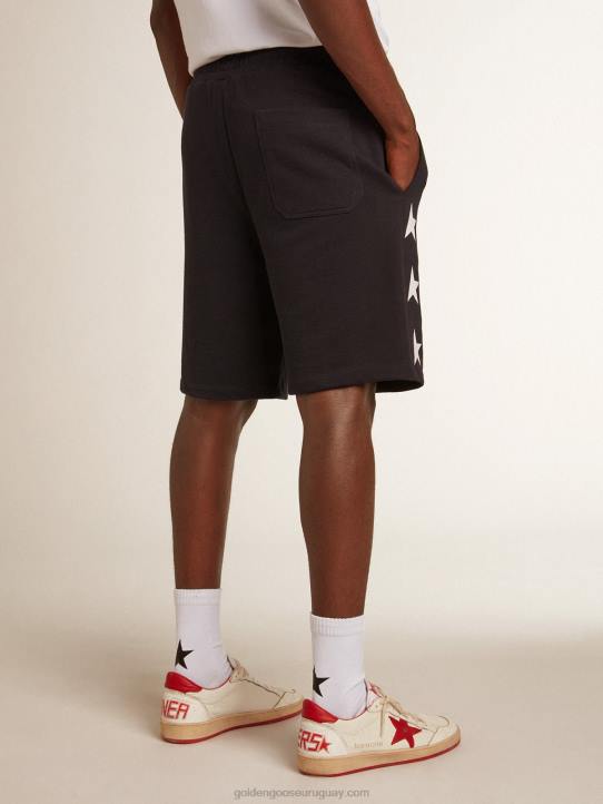 hombres bermudas negras con estrellas blancas en contrasteGolden Goose 02H6763