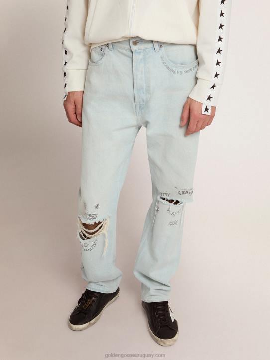 hombres colección jeans blanqueados con tratamiento envejecidoGolden Goose 02H6716