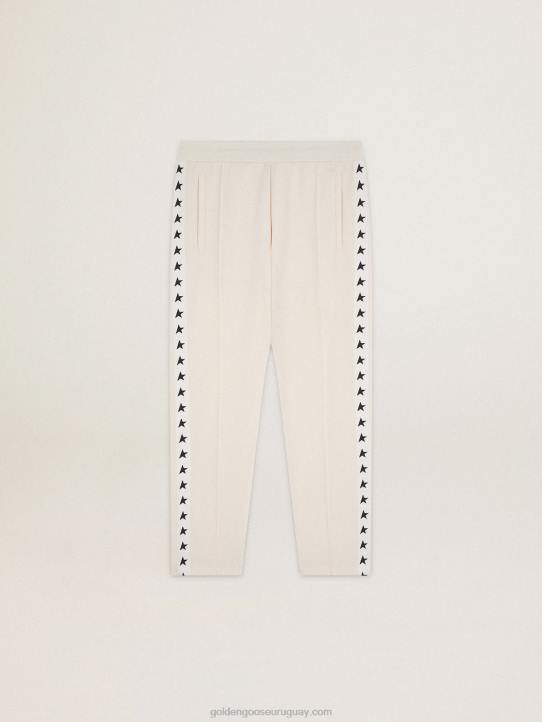 hombres joggers blancos con estrellas negras en los costadosGolden Goose 02H6742