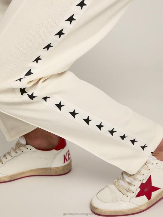 hombres joggers blancos con estrellas negras en los costadosGolden Goose 02H6742