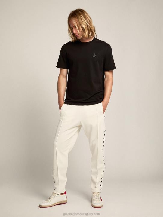 hombres joggers blancos con estrellas negras en los costadosGolden Goose 02H6742