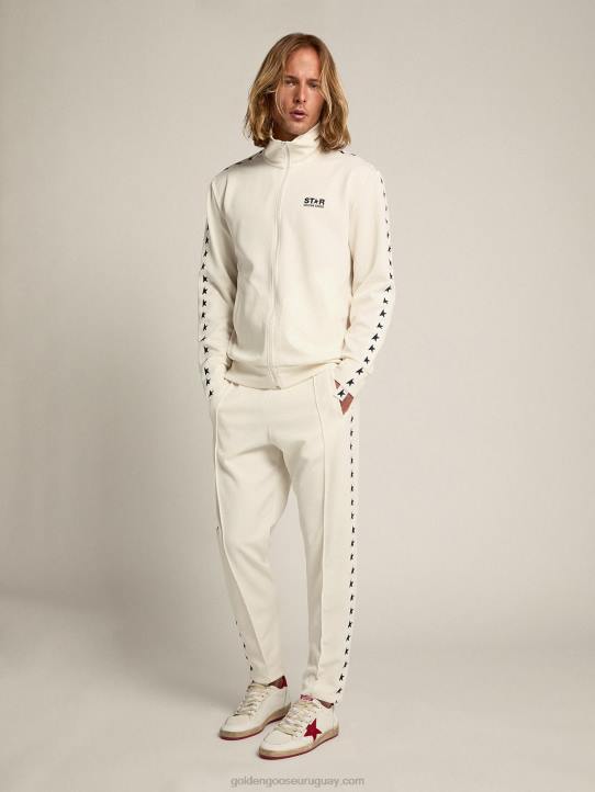 hombres joggers blancos con estrellas negras en los costadosGolden Goose 02H6742