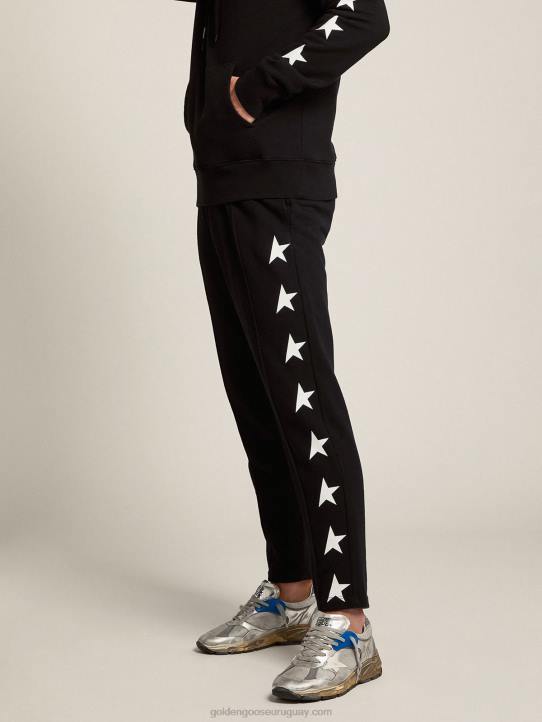 hombres joggers negros con estrellas blancas en contrasteGolden Goose 02H6761
