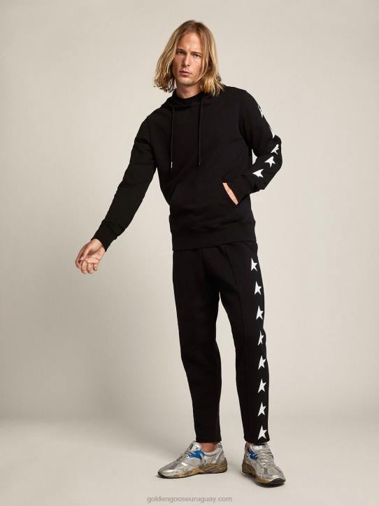 hombres joggers negros con estrellas blancas en contrasteGolden Goose 02H6761