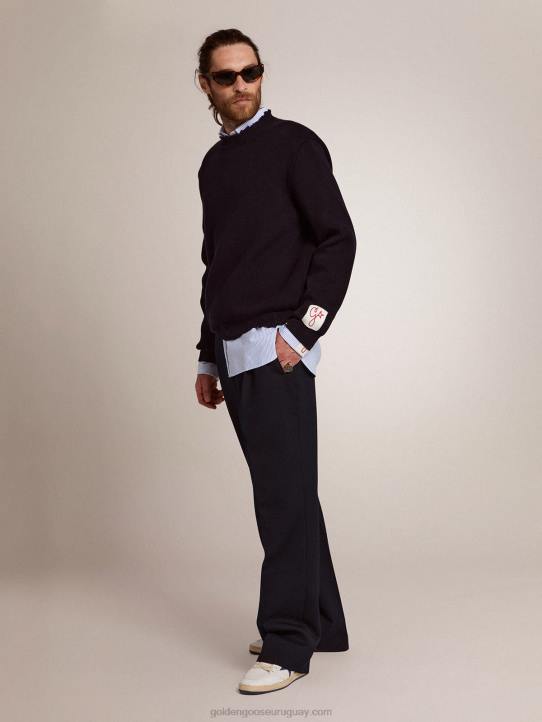 hombres pantalones anchos de la colección en lana azul oscuroGolden Goose 02H6826