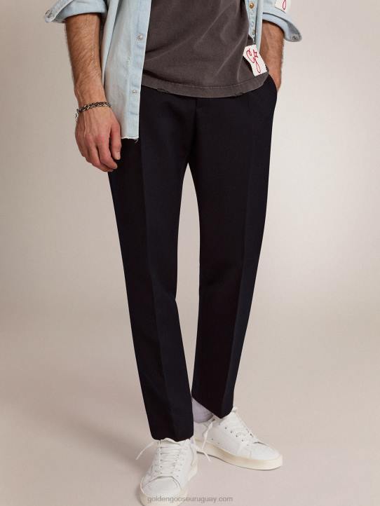 hombres pantalones colección milano en lana azul oscuroGolden Goose 02H6825