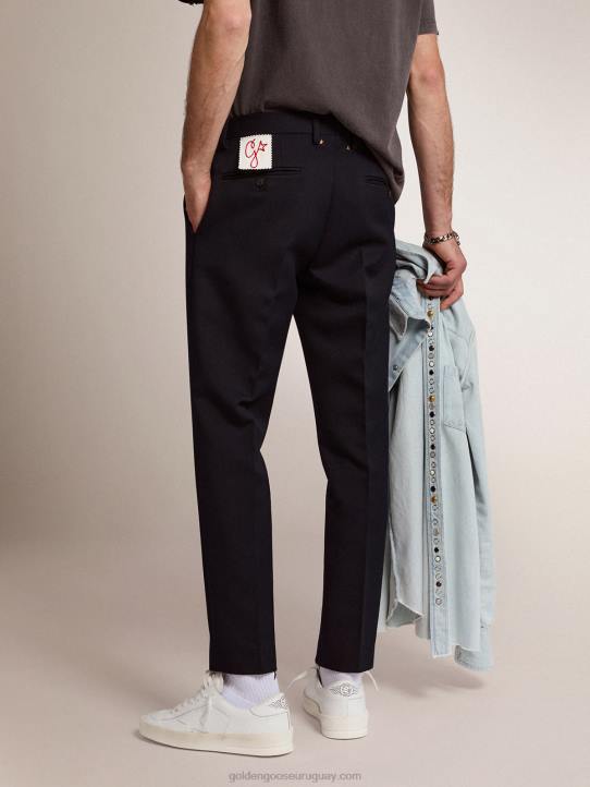 hombres pantalones colección milano en lana azul oscuroGolden Goose 02H6825