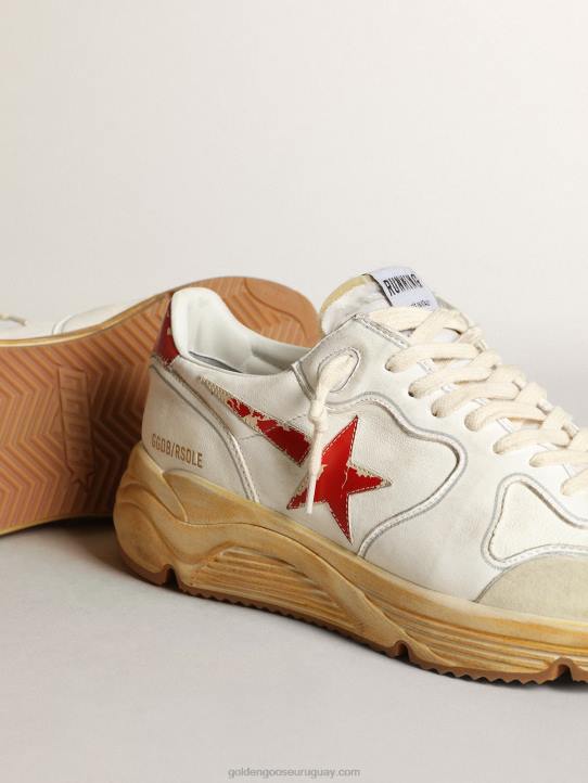 hombres Deportivas suela running con estrella y refuerzo en el talón de piel con estampado digital rojoGolden Goose 02H6541