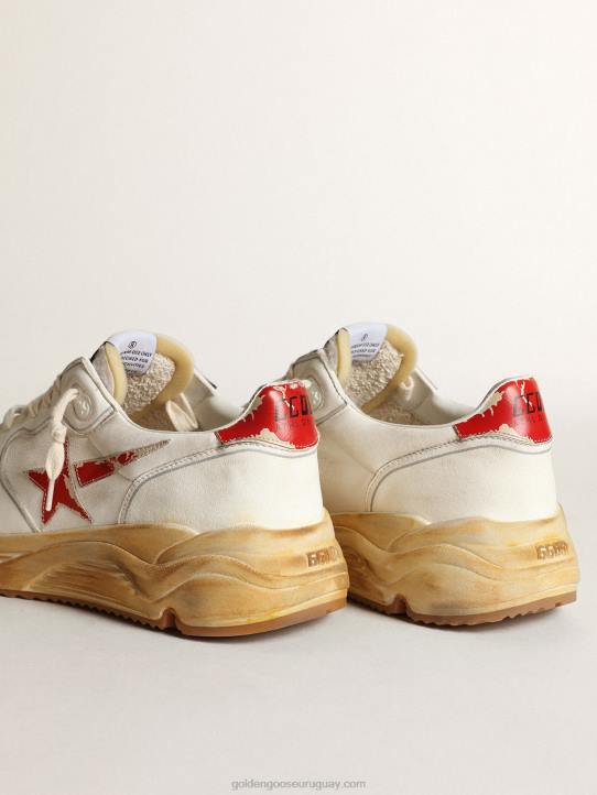 hombres Deportivas suela running con estrella y refuerzo en el talón de piel con estampado digital rojoGolden Goose 02H6541