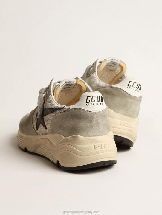 hombres suela de running de ante gris hielo y malla con estrella de piel negraGolden Goose 02H6618