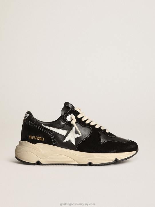 hombres suela de running de napa negra y ante con estrella blancaGolden Goose 02H6656