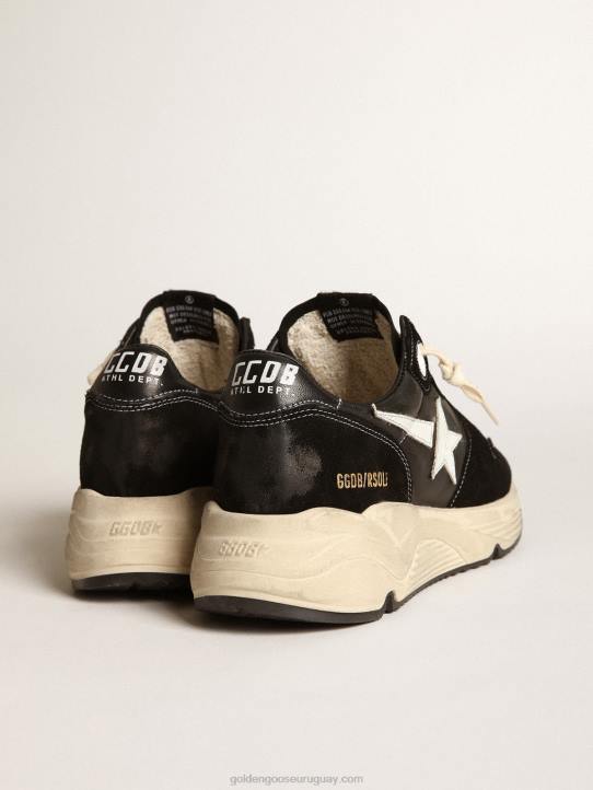 hombres suela de running de napa negra y ante con estrella blancaGolden Goose 02H6656