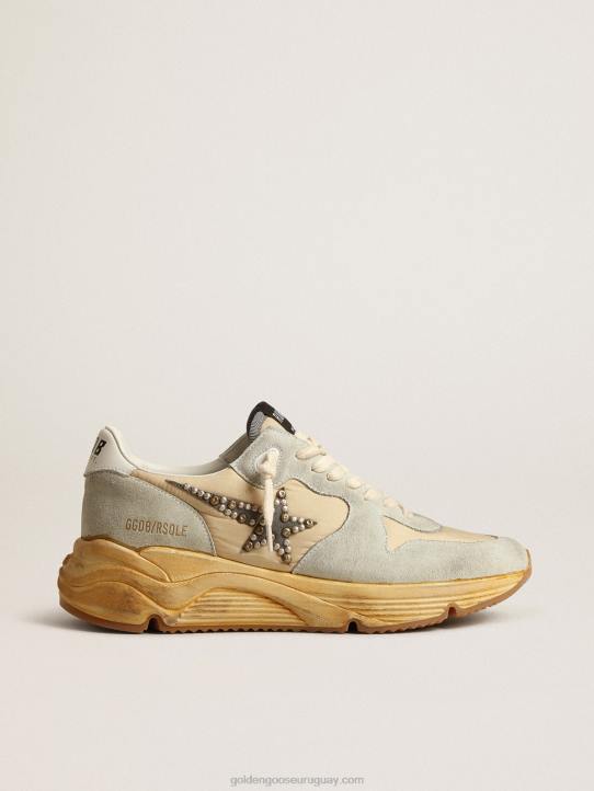 hombres suela de running gris hielo con estrella de ante con tachuelasGolden Goose 02H6625