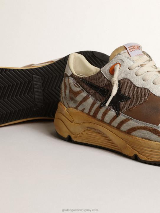 hombres suela running lab de tejido marrón y piel de potroGolden Goose 02H6635