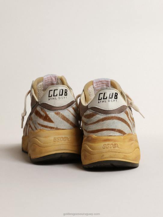 hombres suela running lab de tejido marrón y piel de potroGolden Goose 02H6635