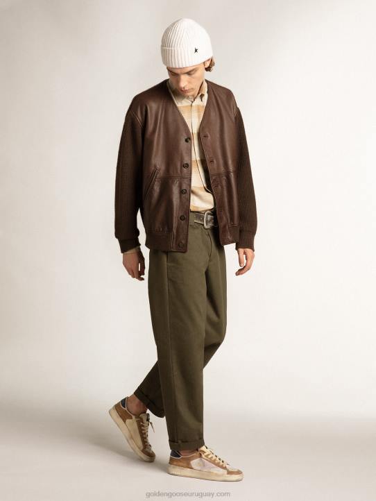 hombres stardan de nailon y malla beige con inserciones de ante color tabacoGolden Goose 02H6604
