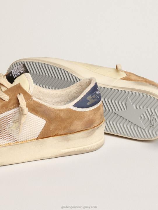 hombres stardan de nailon y malla beige con inserciones de ante color tabacoGolden Goose 02H6604