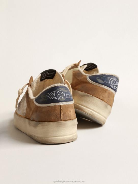 hombres stardan de nailon y malla beige con inserciones de ante color tabacoGolden Goose 02H6604
