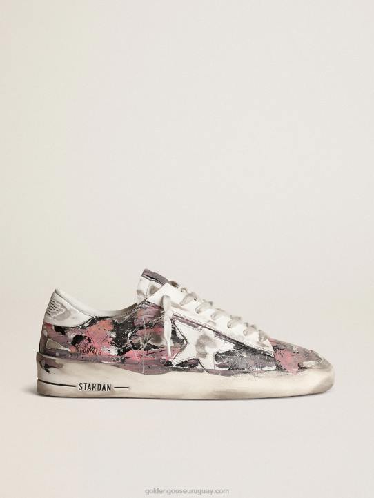 hombres stardan lab de cuero con salpicaduras de pintura multicolor por toda la superficieGolden Goose 02H6674