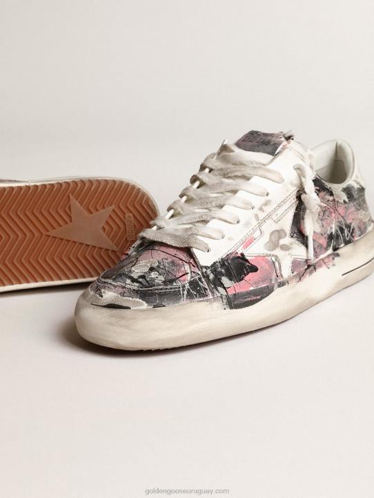 hombres stardan lab de cuero con salpicaduras de pintura multicolor por toda la superficieGolden Goose 02H6674