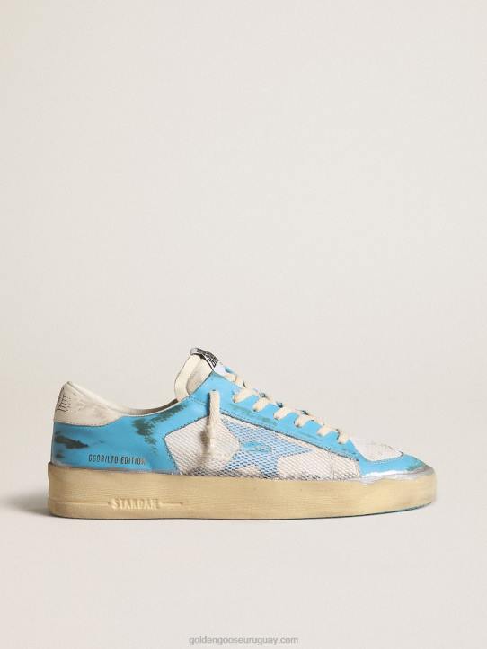hombres stardan lab de napa azul claro y malla blancaGolden Goose 02H6612