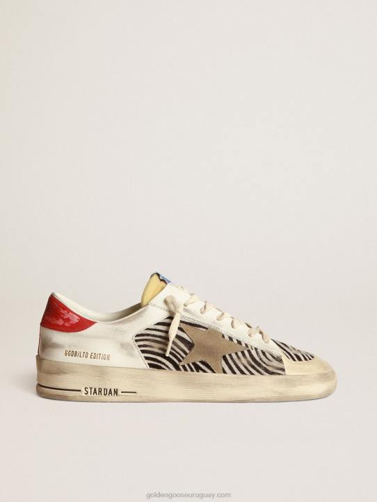 hombres stardan lab en piel de poni con estampado de cebra y estrella gris hieloGolden Goose 02H6673