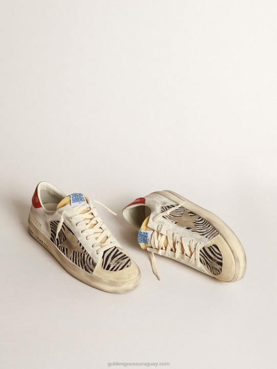hombres stardan lab en piel de poni con estampado de cebra y estrella gris hieloGolden Goose 02H6673