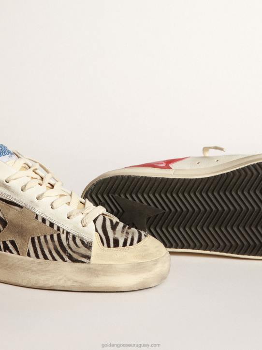 hombres stardan lab en piel de poni con estampado de cebra y estrella gris hieloGolden Goose 02H6673