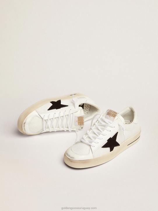 hombres zapatillas deportivas stardan de malla blanca con estrella de ante negro y refuerzo del talón de piel blancaGolden Goose 02H6508
