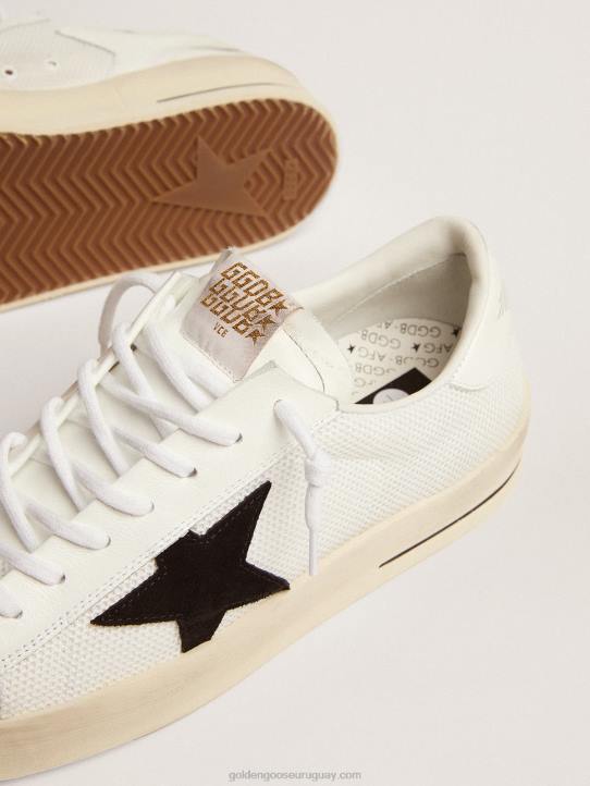hombres zapatillas deportivas stardan de malla blanca con estrella de ante negro y refuerzo del talón de piel blancaGolden Goose 02H6508