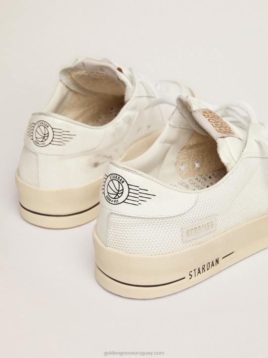 hombres zapatillas deportivas stardan de malla blanca con estrella de ante negro y refuerzo del talón de piel blancaGolden Goose 02H6508